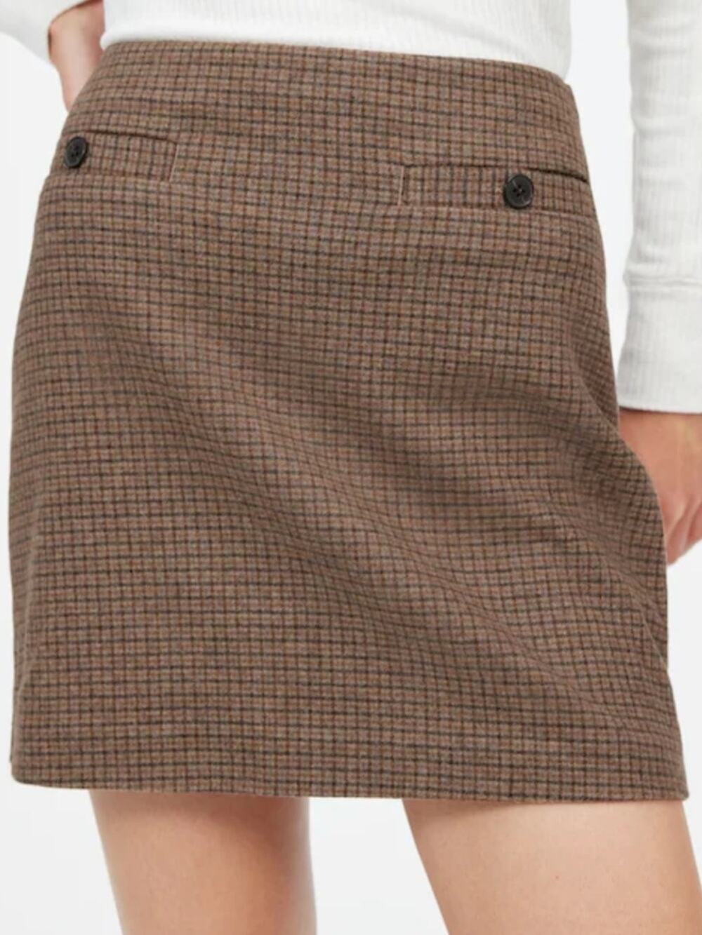NWT Madewell Wool-Blend Mini‎ Skirt in Check Parton Check Sz 4